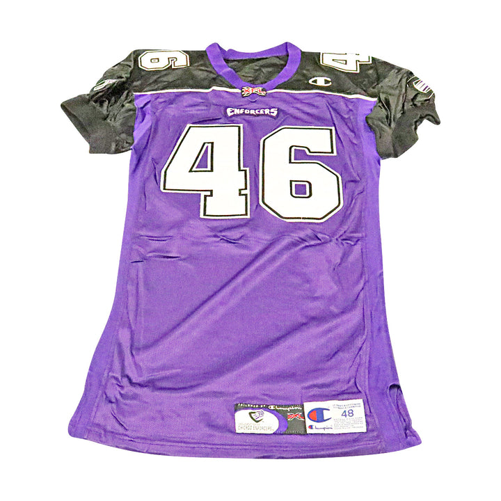 Chike Egbuniwe Chicago Enforcers 2001 Game Used Home Jersey Size 48 +2