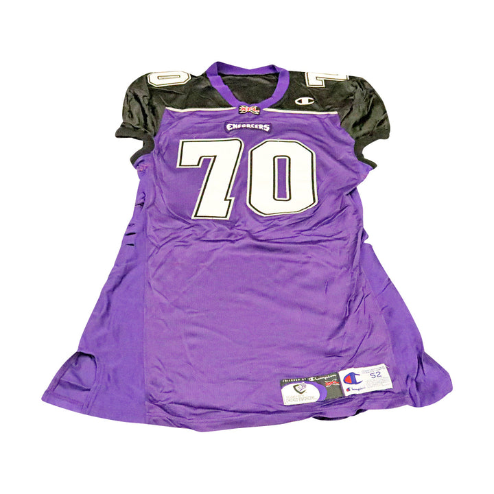 Derrick Turner Chicago Enforcers 2001 Game Used Home Jersey Size 52 +2 Linemen Cut