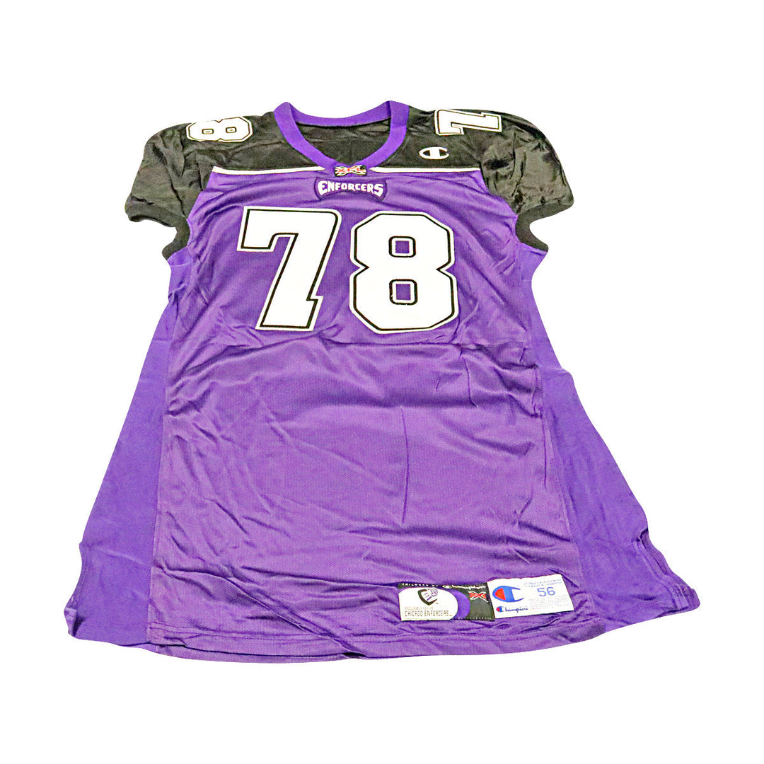 Eric Schnupp Chicago Enforcers 2001 Game Used Home Jersey Size 56 +2 Linemen Cut