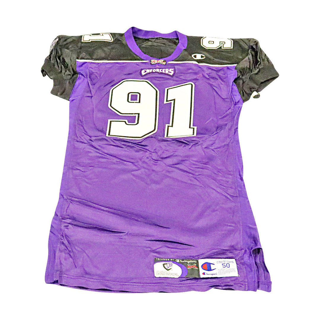 Hubert Thompson Chicago Enforcers 2001 Game Used Home Jersey Size 50 +2