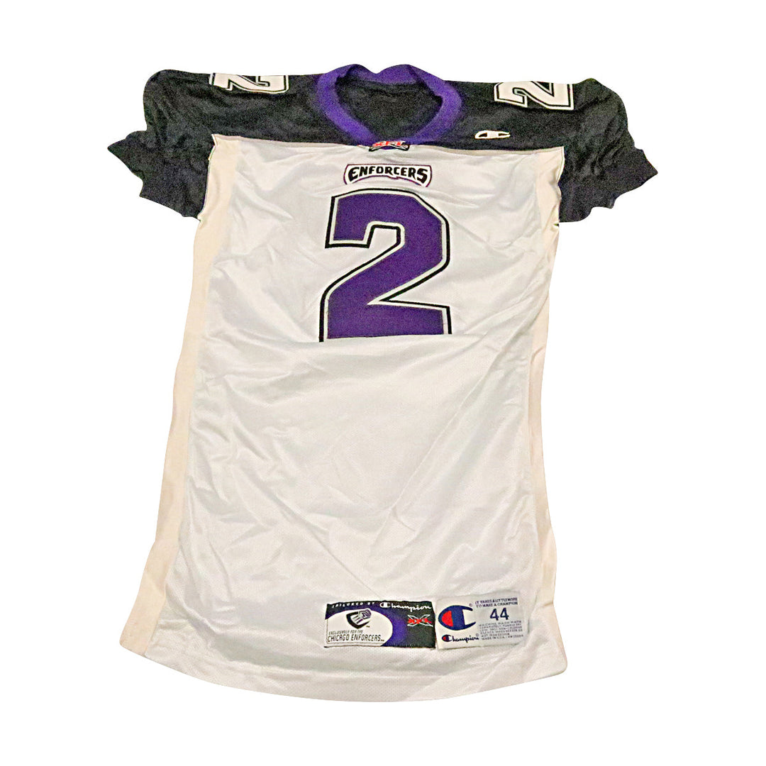 Luke Leverson Chicago Enforcers 2001 Game Used Away Jersey Size 44 +2