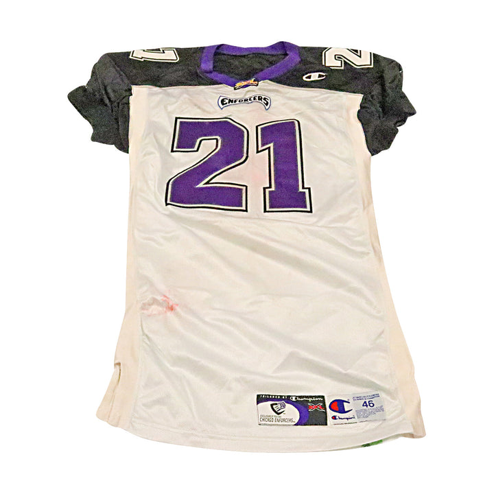 Troy Saunders Chicago Enforcers 2001 Game Used Away Jersey Size 46 +2