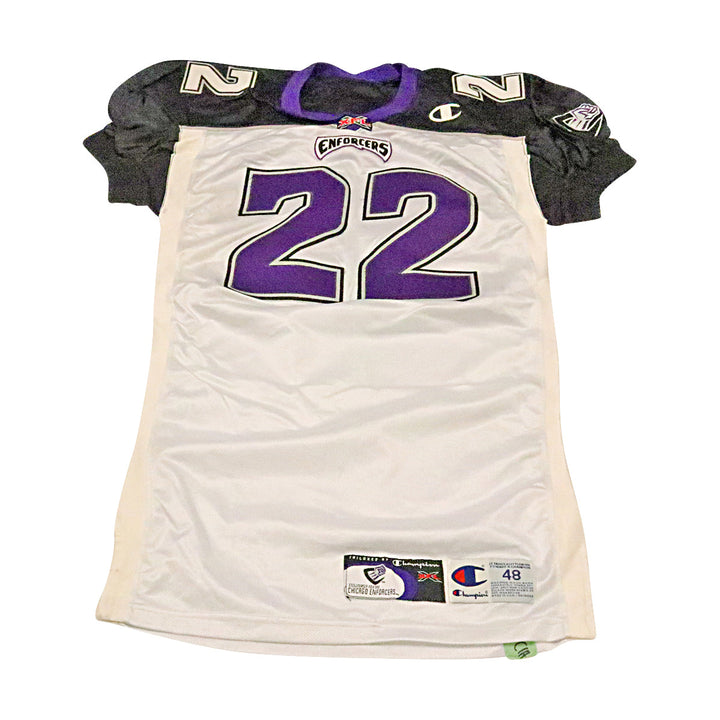 John Fisher Chicago Enforcers 2001 Game Used Away Jersey Size 48 +2