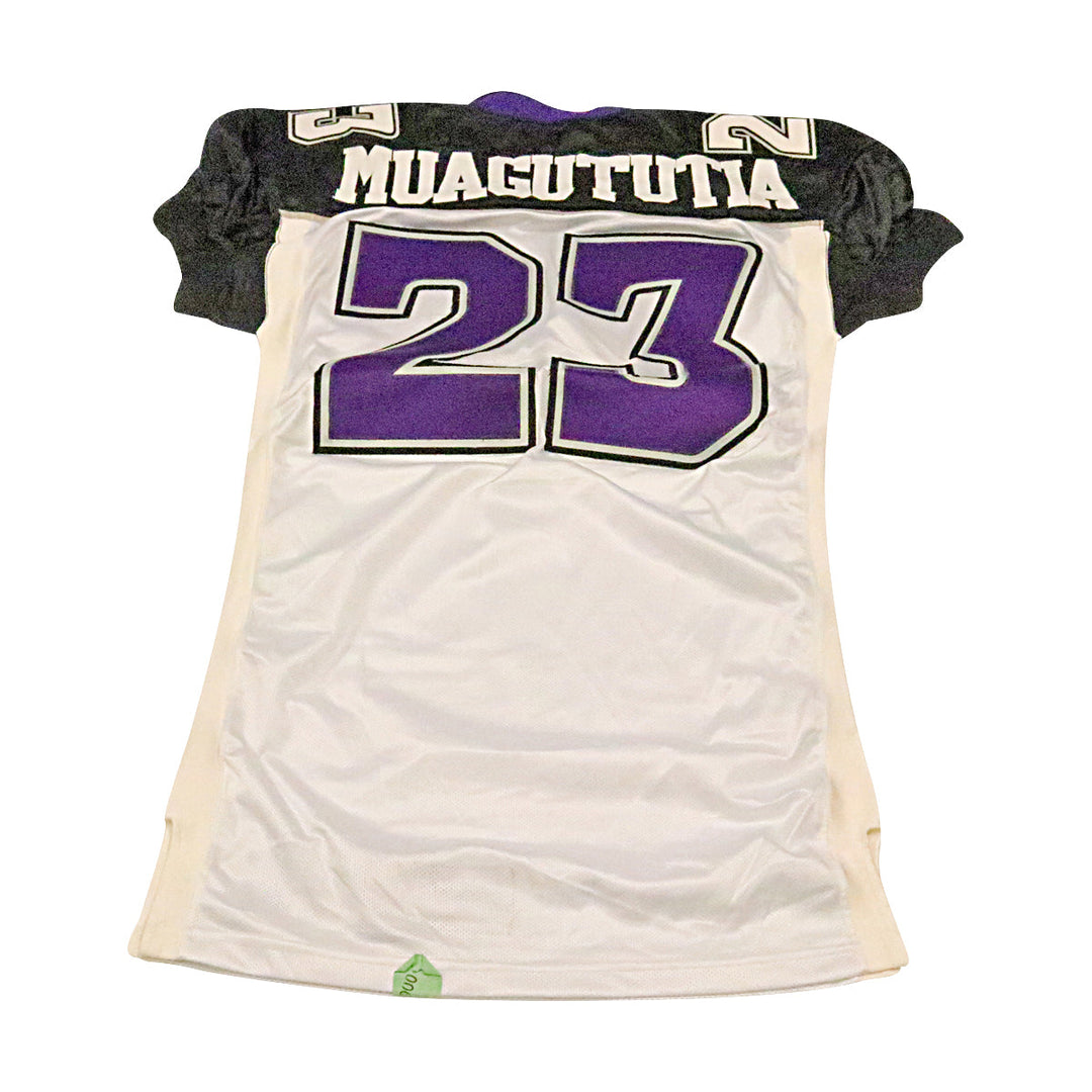 Halakilangi Muagututia Chicago Enforcers 2001 Game Used Away Jersey Size 48 +2