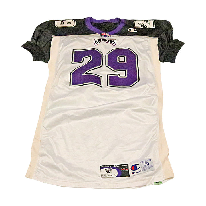 Quincey Coleman Chicago Enforcers 2001 Game Used Away Jersey Size 50 +2