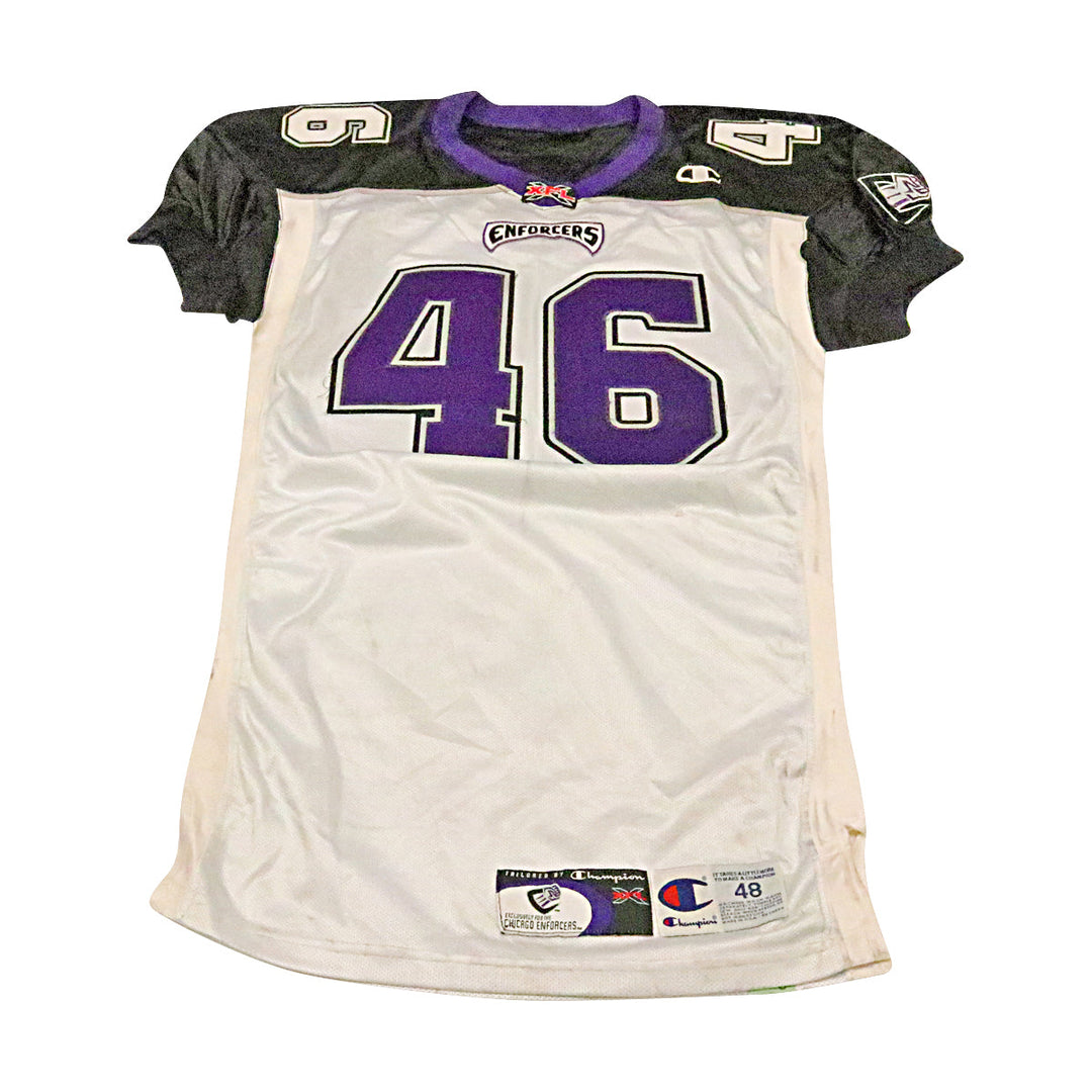 Chike Egbuniwe Chicago Enforcers 2001 Game Used Away Jersey Size 48 +2