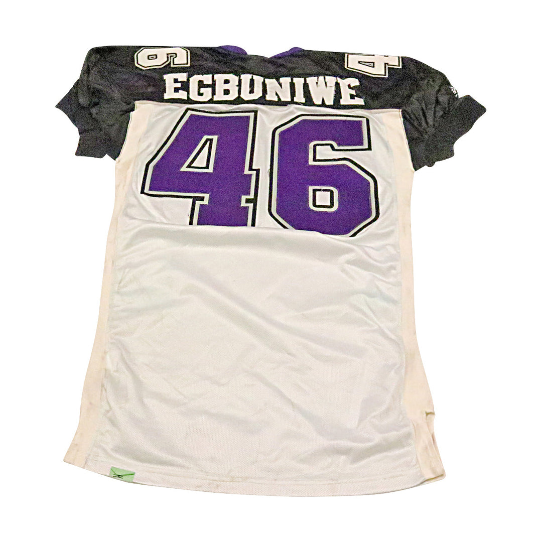 Chike Egbuniwe Chicago Enforcers 2001 Game Used Away Jersey Size 48 +2