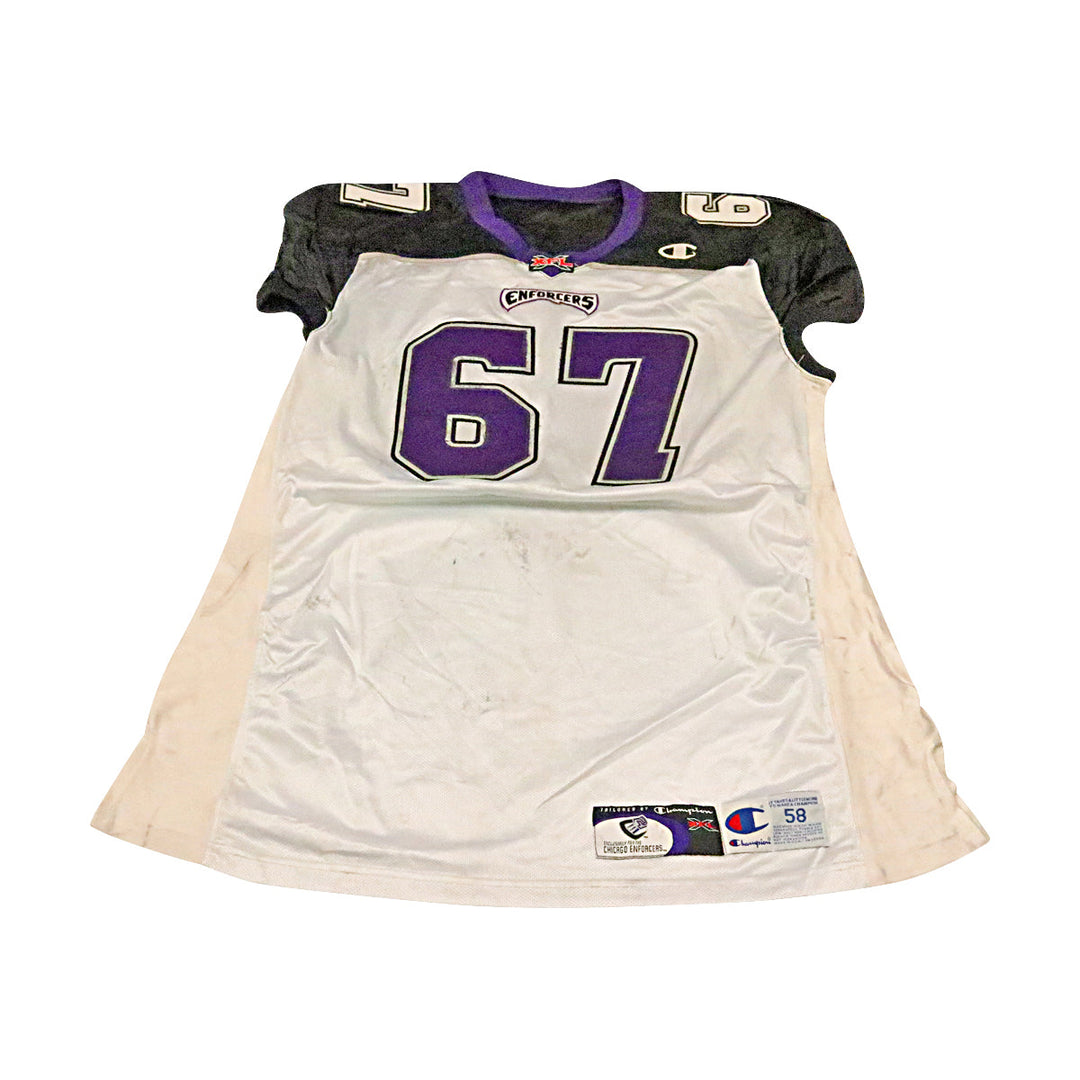 Bennie Anderson Chicago Enforcers 2001 Game Used Away Jersey Size 58 +2 Linemen Cut