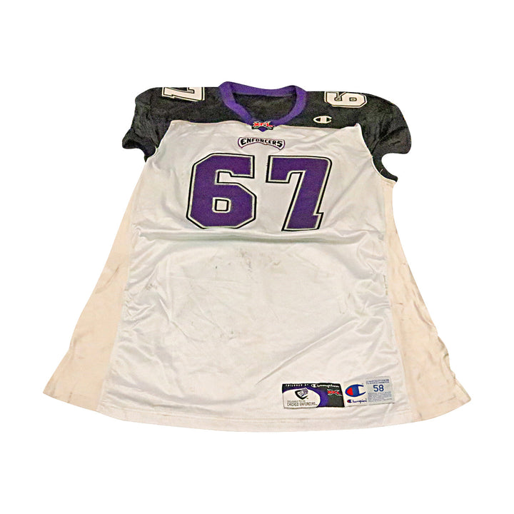Bennie Anderson Chicago Enforcers 2001 Game Used Away Jersey Size 58 +2 Linemen Cut