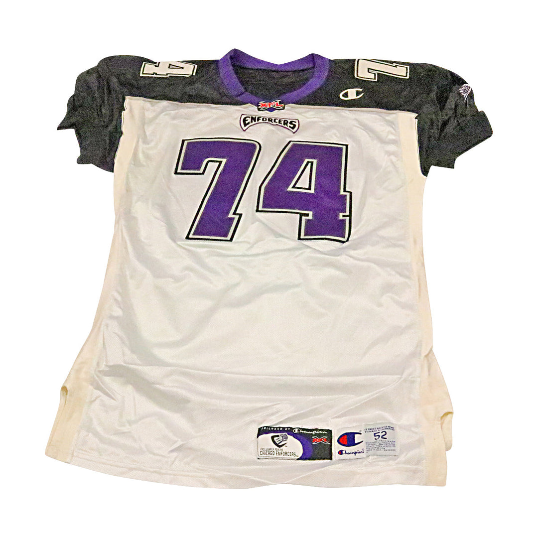 Paul Janus Chicago Enforcers 2001 Game Used Away Jersey Size 52 +2