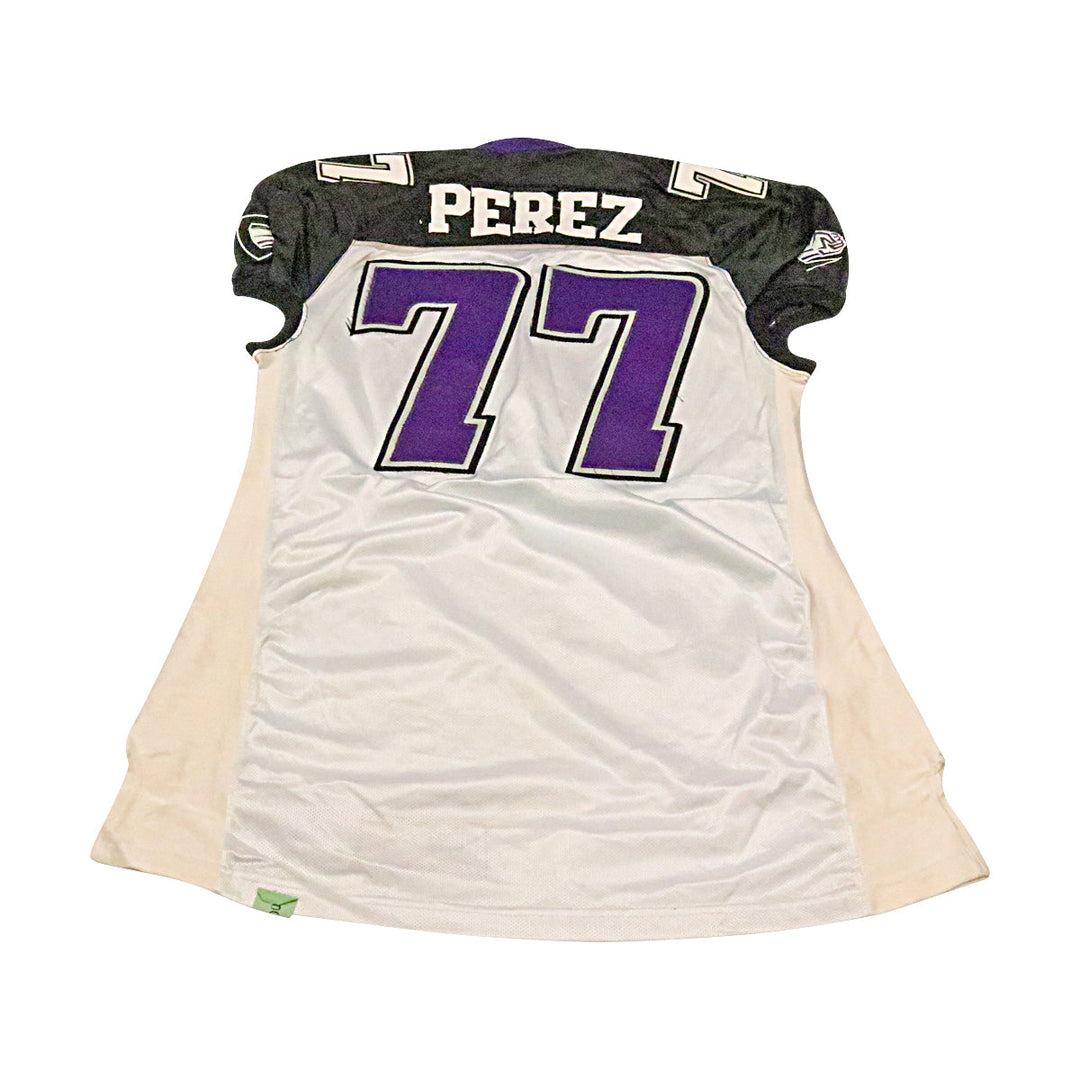 Chris Perez Chicago Enforcers 2001 Game Used Away Jersey Size 54 +2 Linemen Cut