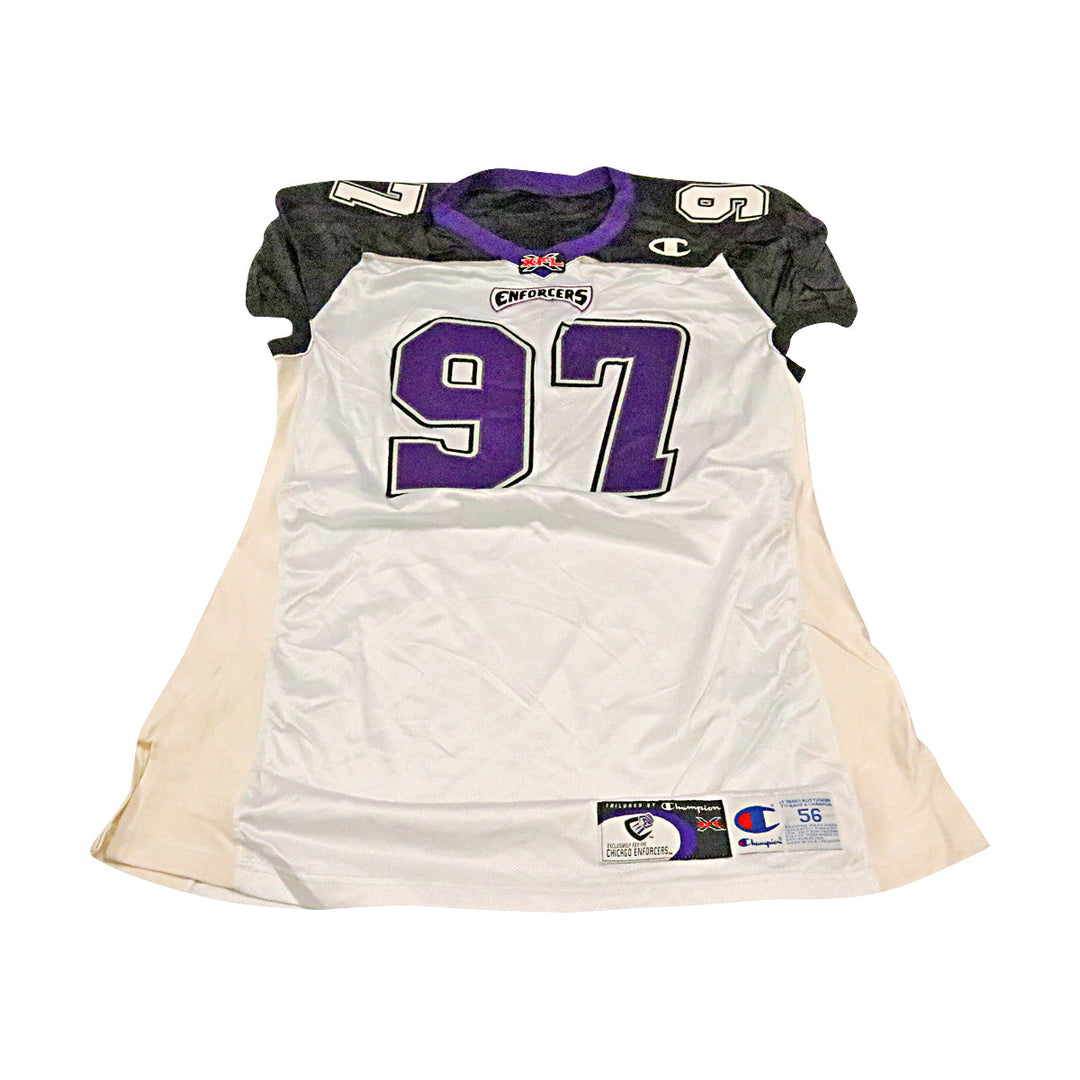 Jason Chorak Chicago Enforcers 2001 Game Used Away Jersey Size 56 +2 Linemen Cut