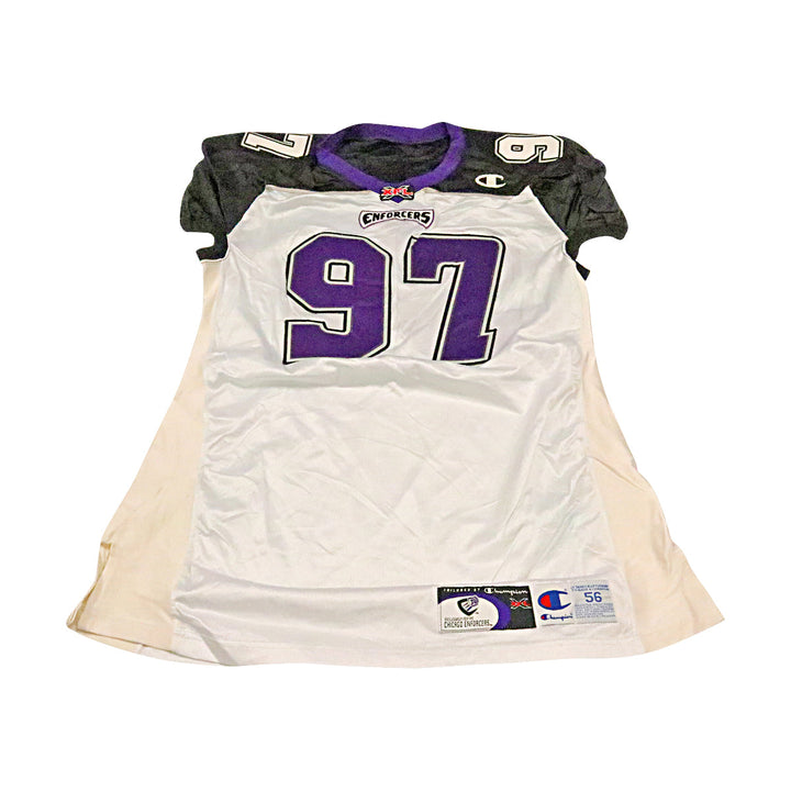 Jason Chorak Chicago Enforcers 2001 Game Used Away Jersey Size 56 +2 Linemen Cut