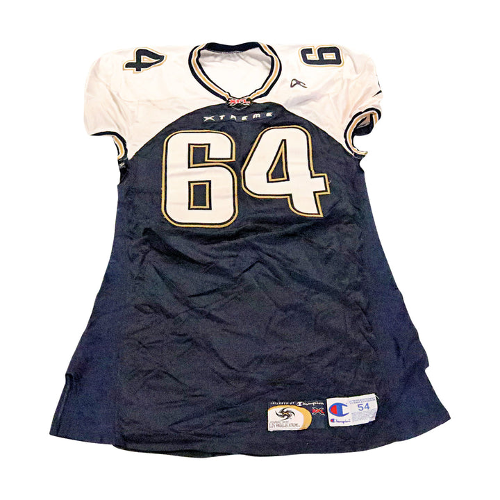 Chris Brymer LA Xtreme 2001 Game Used Home Jersey Size 54+2 Linemen Cut
