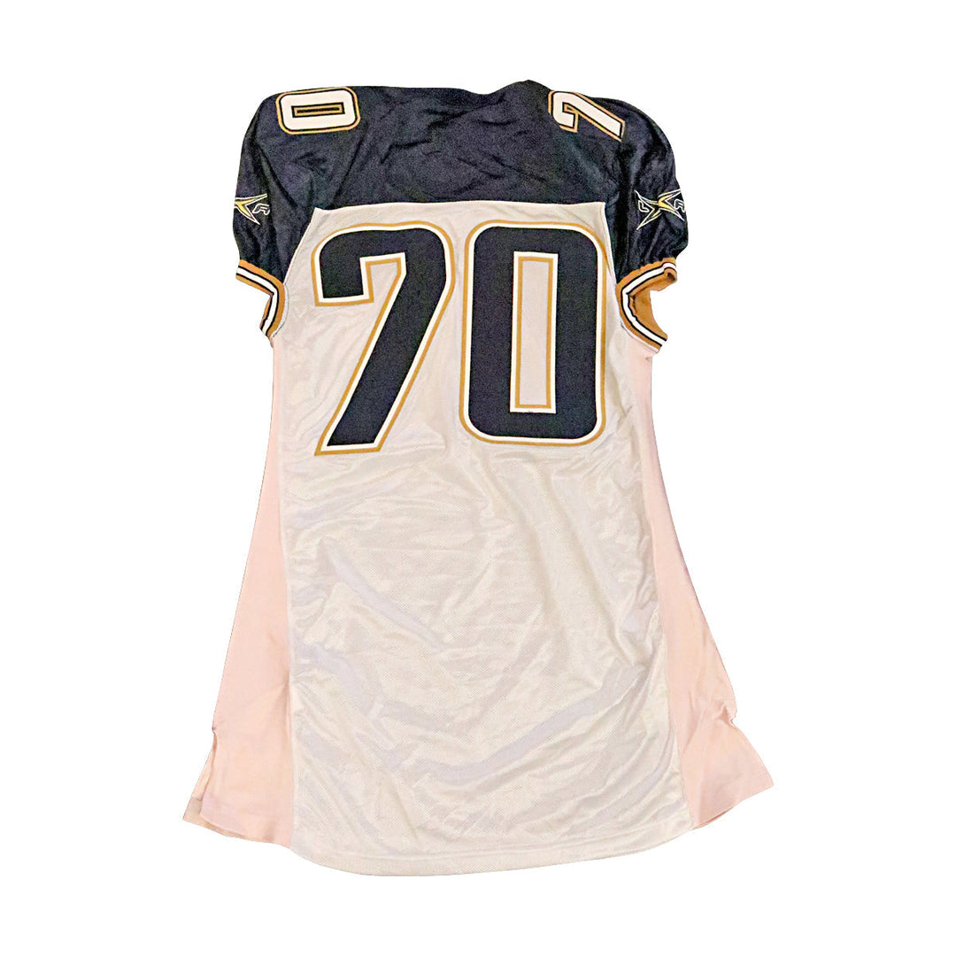 LA Xtreme 2001 #70 Team Issued Away Jersey Size 52 +2 Linemen Cut