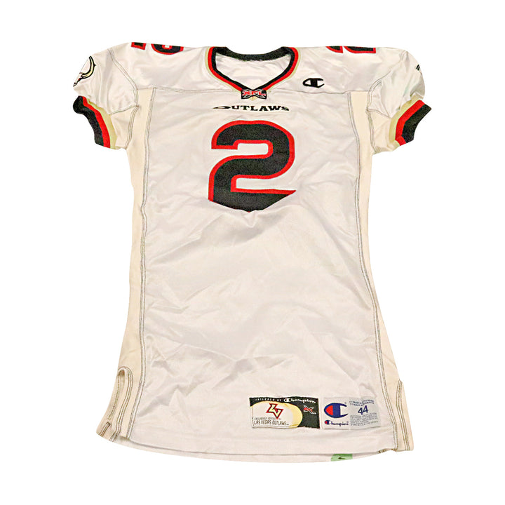 Nakia Jenkins Las Vegas Outlaws 2001 Game Used Away Jersey Size 44 +2
