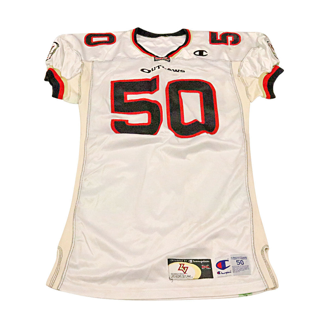 Toran James Las Vegas Outlaws 2001 Game Used Away Jersey Size 50 +2