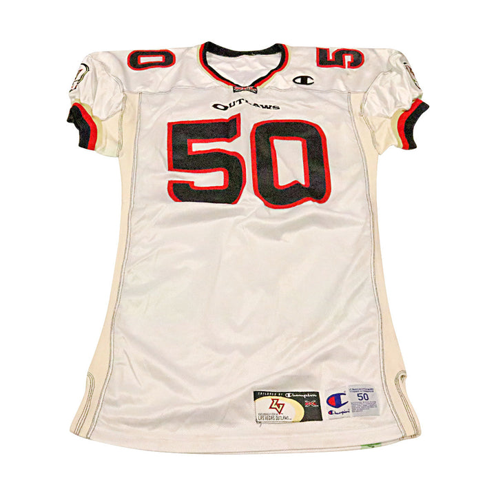 Toran James Las Vegas Outlaws 2001 Game Used Away Jersey Size 50 +2