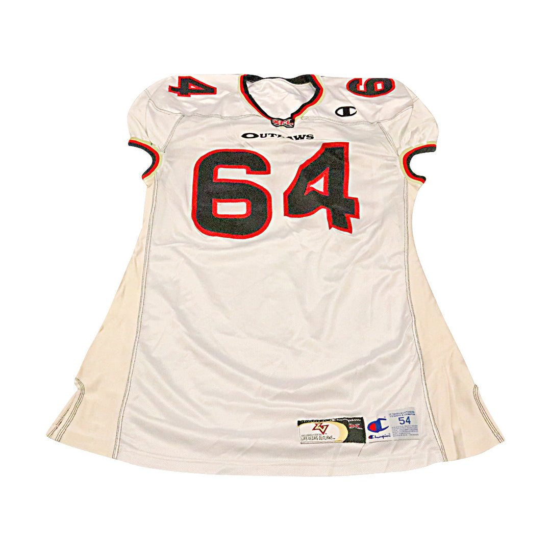 Lamont Burns Las Vegas Outlaws 2001 Game Used Away Jersey Size 54 +2 Linemen Cut