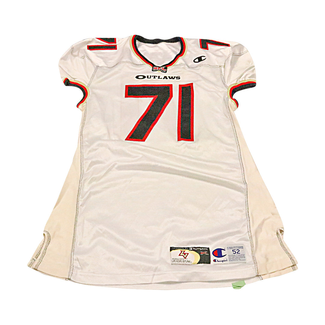 Mark Nori Las Vegas Outlaws 2001 Game Used Away Jersey Size 52 +2 Linemen Cut