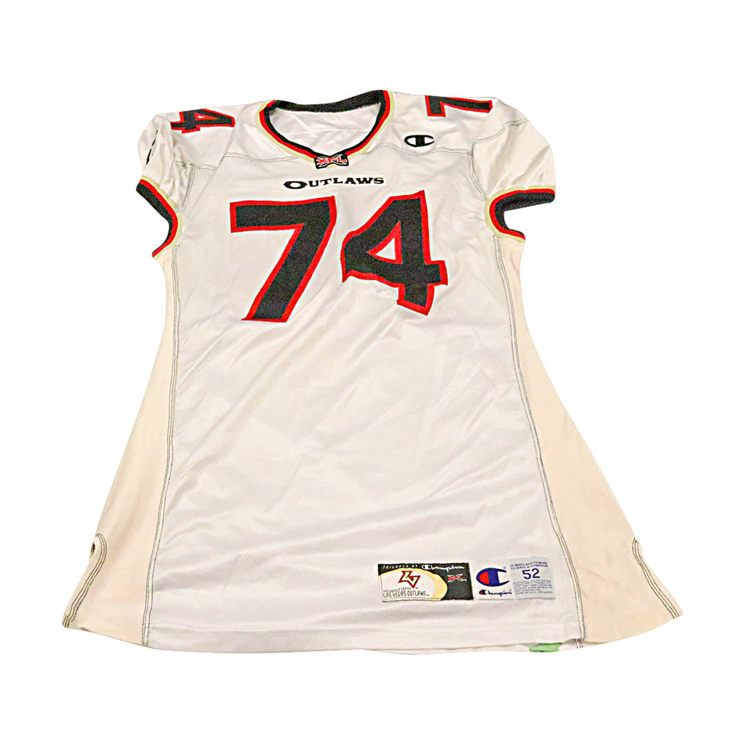 Jon Blackman Las Vegas Outlaws 2001 Game Used Away Jersey Size 52 +2 Linemen Cut 