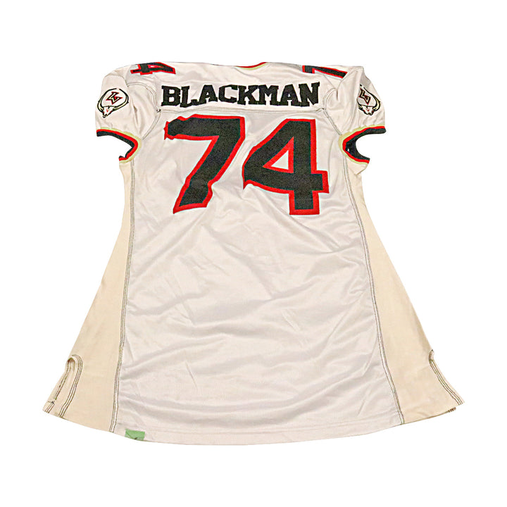 Jon Blackman Las Vegas Outlaws 2001 Game Used Away Jersey Size 52 +2 Linemen Cut 