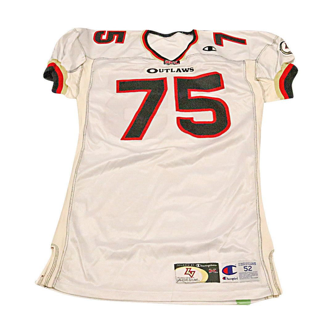 Tony Berti Las Vegas Outlaws 2001 Game Used Away Jersey Size 52 +2
