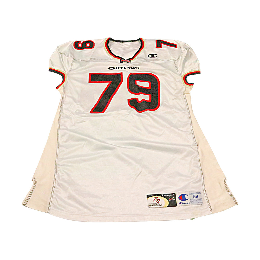 Pat Kesi Las Vegas Outlaws 2001 Game Used Away Jersey Size 58 +2 Linemen Cut