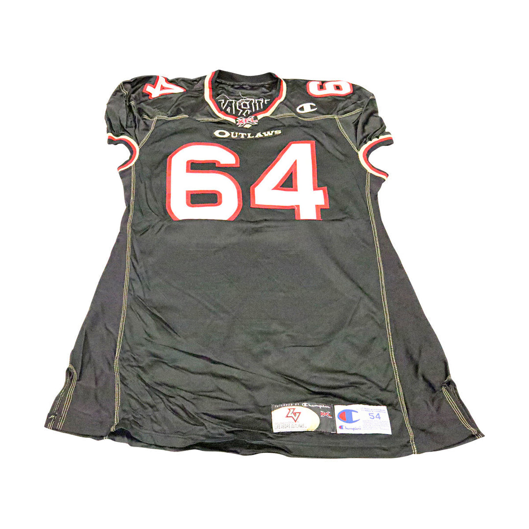 Lamont Burns Las Vegas Outlaws 2001 Game Used Home Jersey Size 54 +2 Linemen Cut
