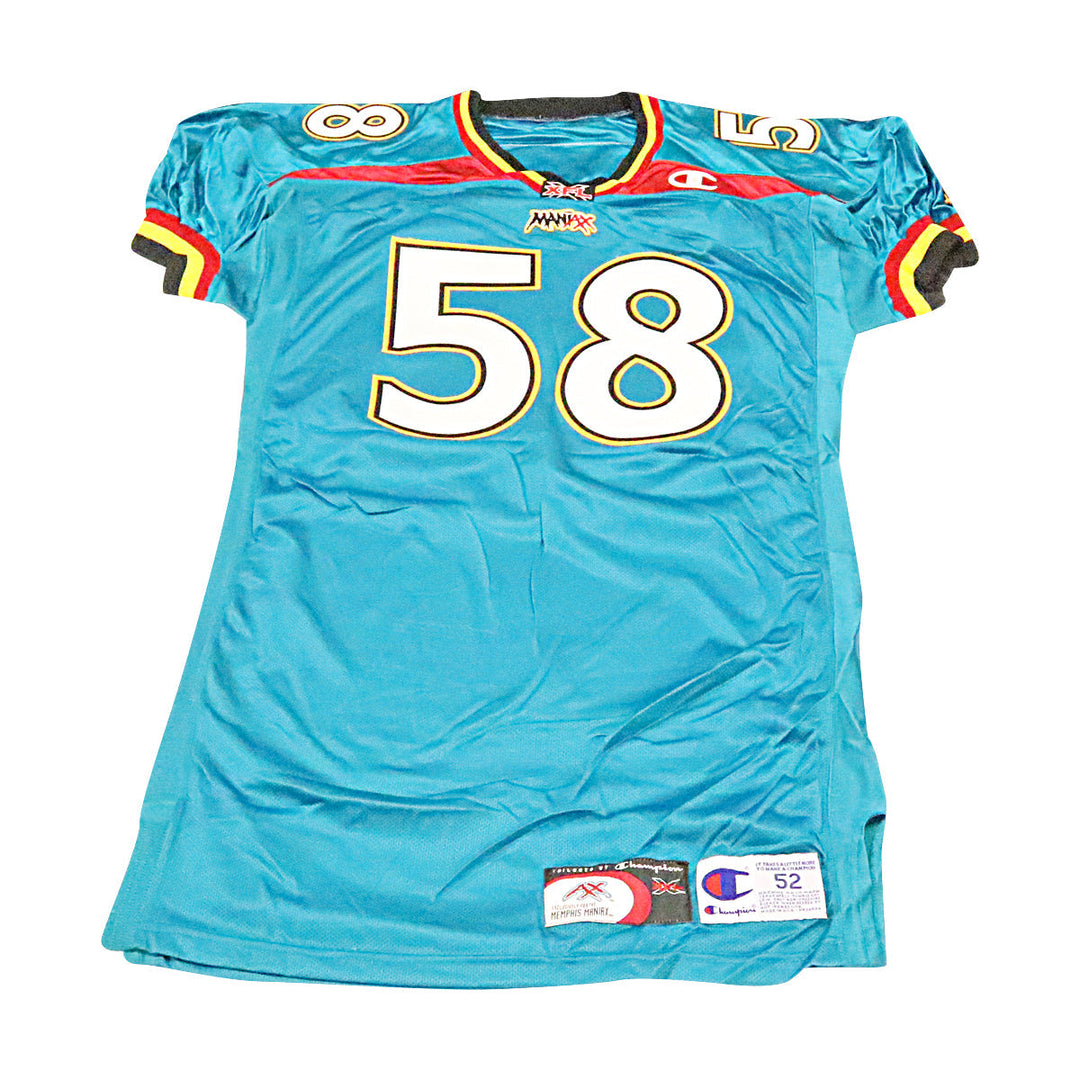 David Brandon Memphis Maniax 2001 Game Used Home Jersey Size 52 +2