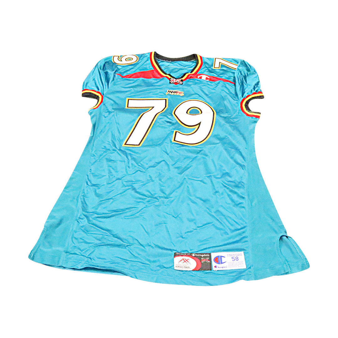 Harry Boatswain Memphis Maniax 2001 Game Used Home Jersey Size 58 +2 Linemen Cut
