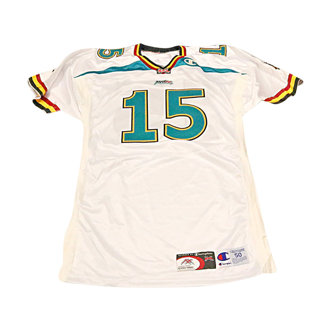 Memphis Maniax 2001 #15 Game Used Away Jersey Size 50 +2