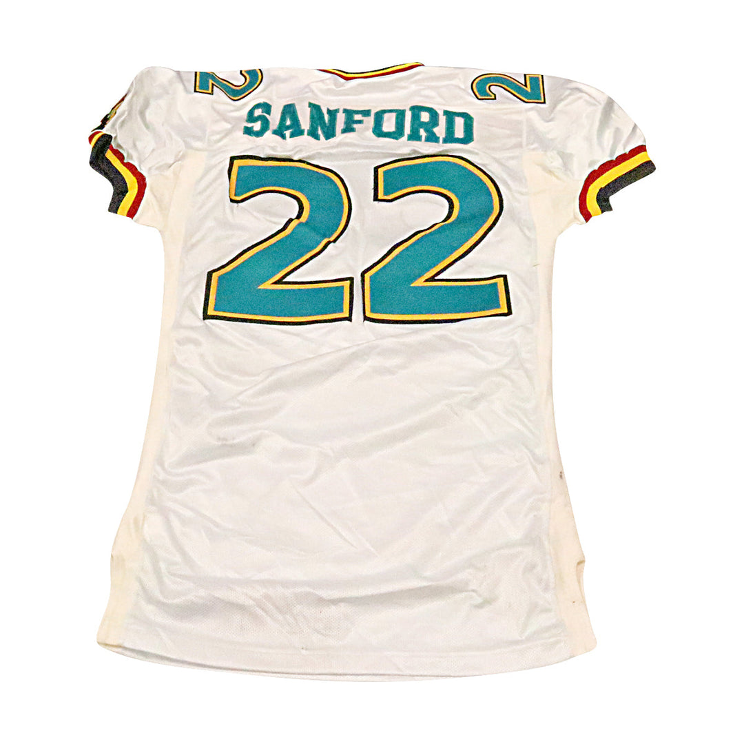 Ketric Sanford Memphis Maniax 2001 Game Used Away Jersey Size 48 +2