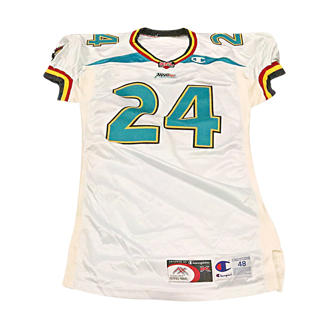 Marcus Wimberly Memphis Maniax 2001 Game Used Away Jersey Size 48 +2