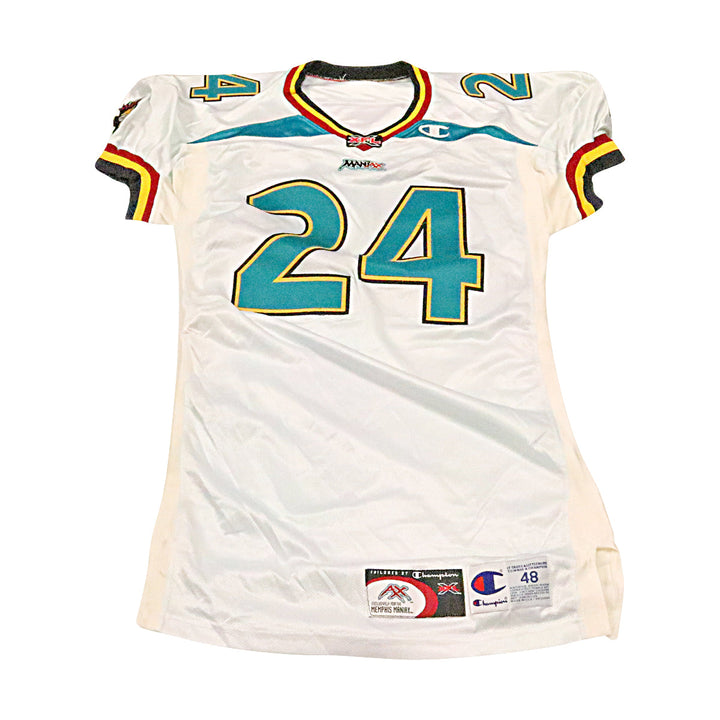 Marcus Wimberly Memphis Maniax 2001 Game Used Away Jersey Size 48 +2