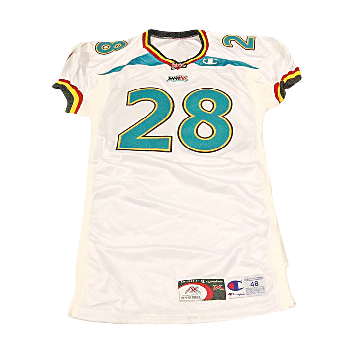 Memphis Maniax 2001 #28 Game Used Away Jersey Size 48 +2