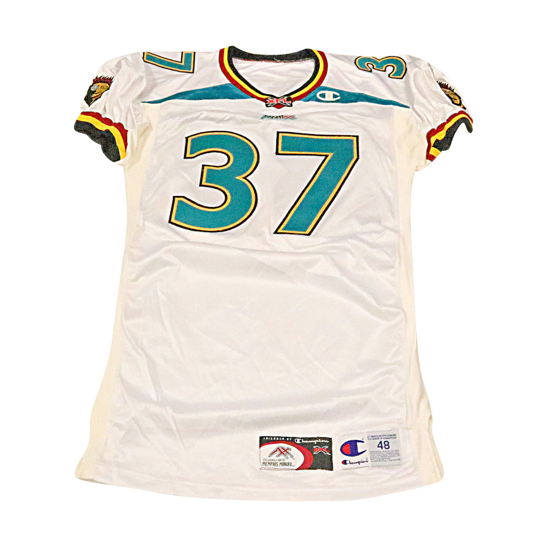 Kevin Peoples Memphis Maniax 2001 Game Used Away Jersey Size 48 +2