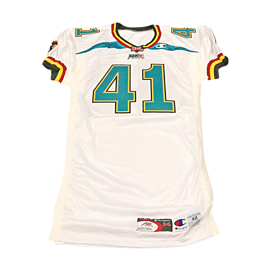 Memphis Maniax 2001 #41 Game Used Away Jersey Size 48 +2