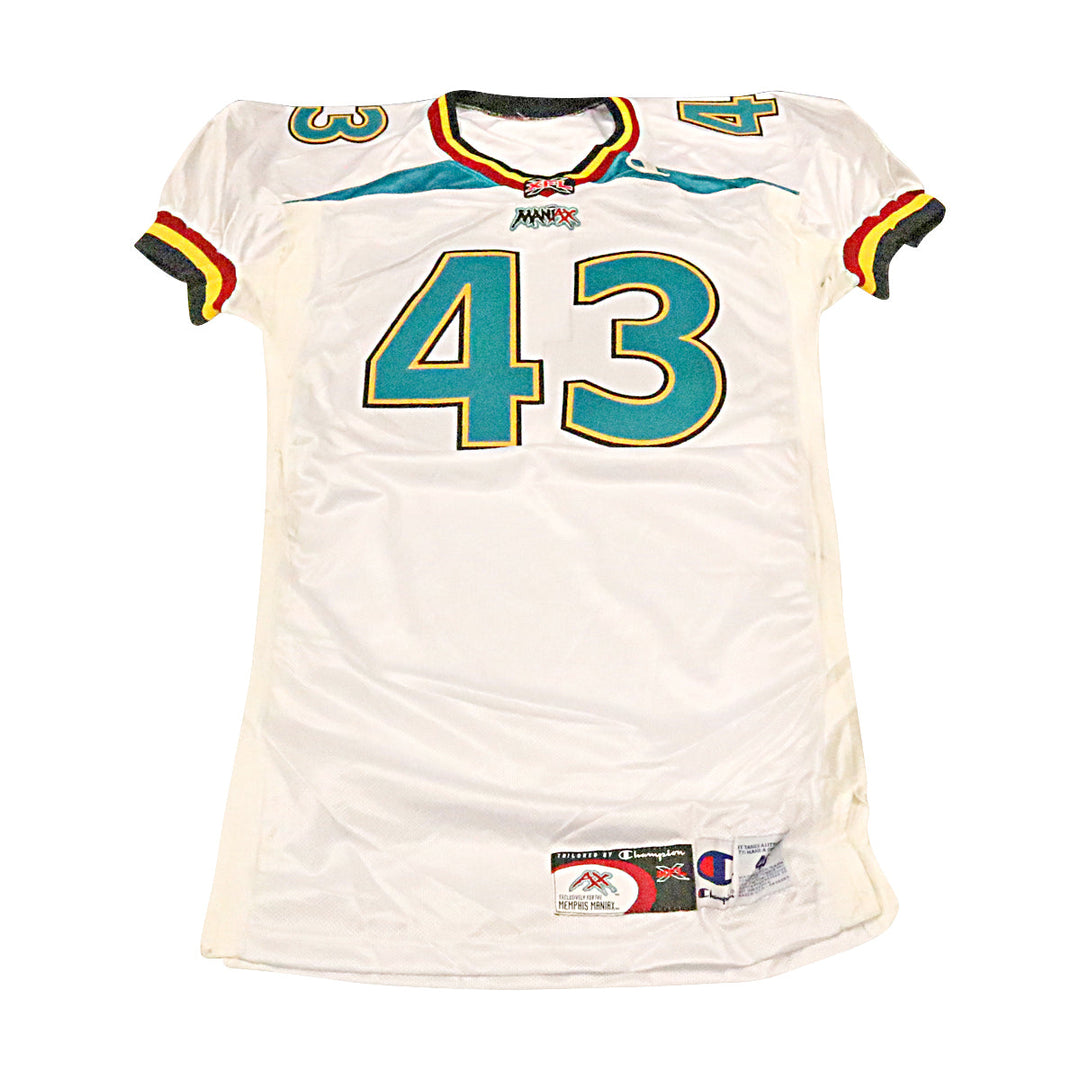 Memphis Maniax 2001 #43 Game Used Away Jersey Size 48 +2