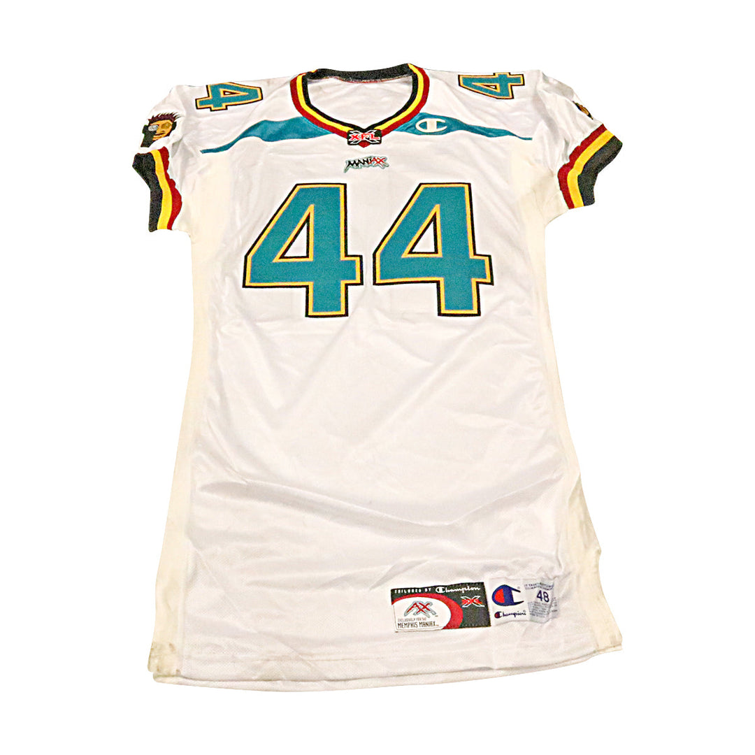 Memphis Maniax 2001 #44 Game Used Away Jersey Size 48 +2
