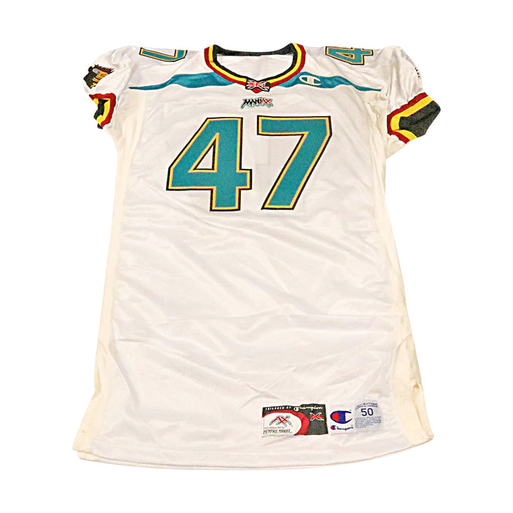 Memphis Maniax 2001 #47 Game Used Away Jersey Size 50 +2