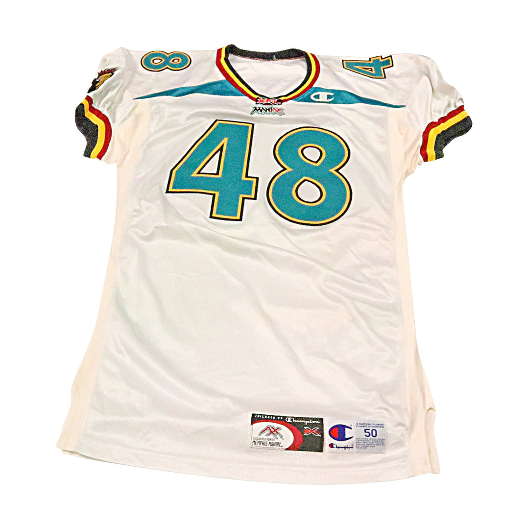 Jim Kitts Memphis Maniax 2001 Game Used Away Jersey Size 50 +2
