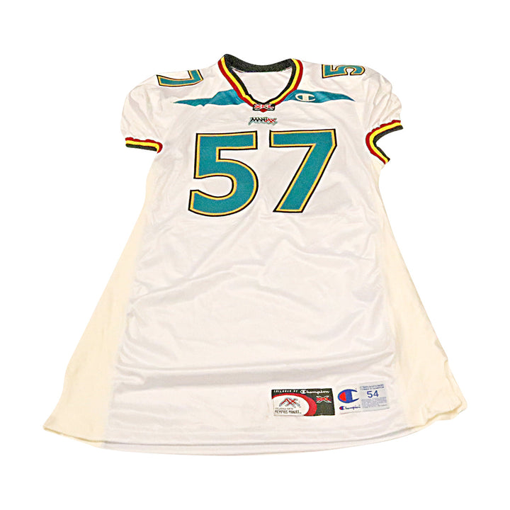Memphis Maniax #57 Game Used Away Jersey Size 54 +2 Linemen Cut