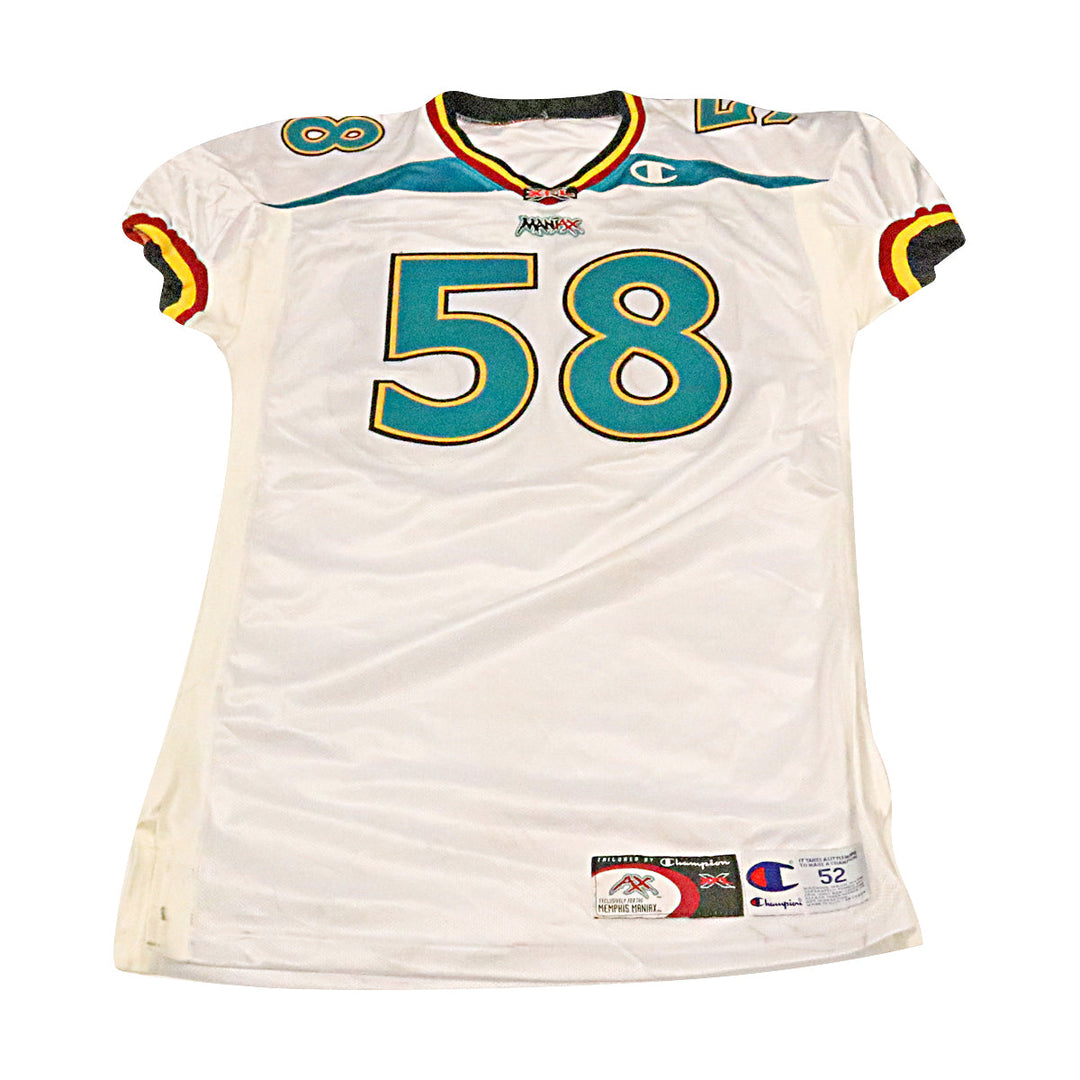 David Brandon Memphis Maniax 2001 Game Used Away Jersey Size 52 +2 Linemen Cut