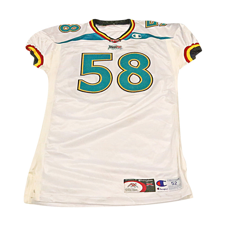 David Brandon Memphis Maniax 2001 Game Used Away Jersey Size 52 +2 Linemen Cut