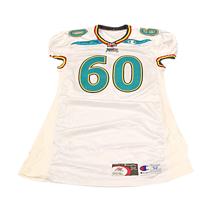 Memphis Maniax 2001 #60 Game Used Away Jersey Size 52 +2 Linemen Cut