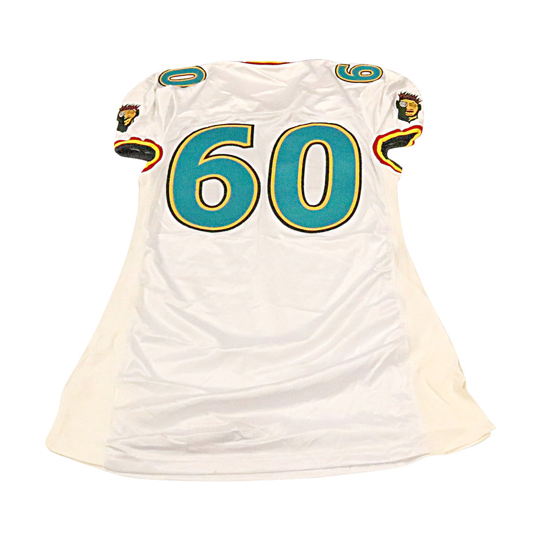 Memphis Maniax 2001 #60 Game Used Away Jersey Size 52 +2 Linemen Cut