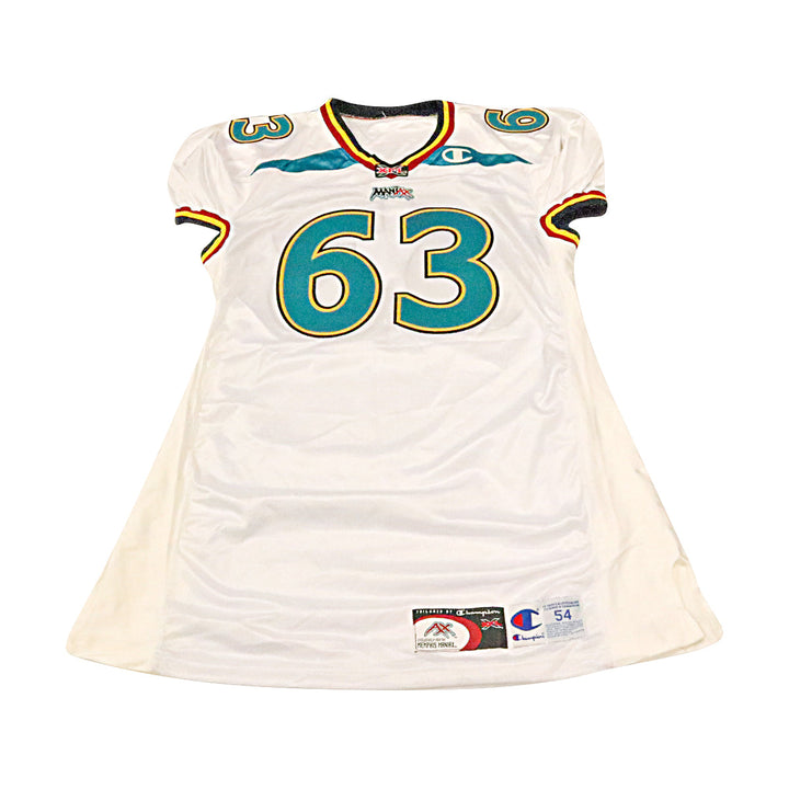Memphis Maniax 2001 #63 Team Issued Away Jersey Size 54 +2 Linemen Cut