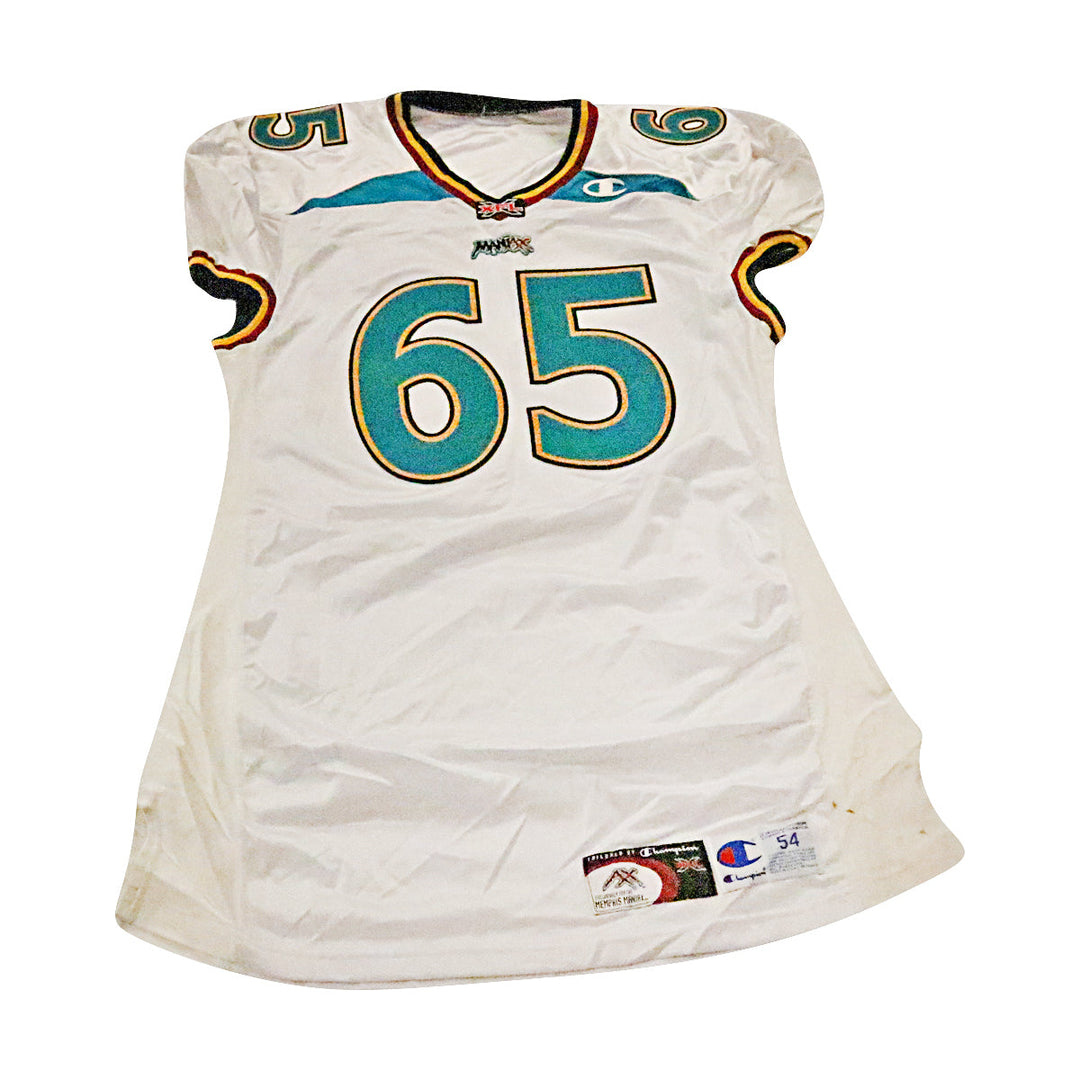 Memphis Maniax 2001 #65 Team Issued Away Jersey Size 54 +2 Linemen Cut