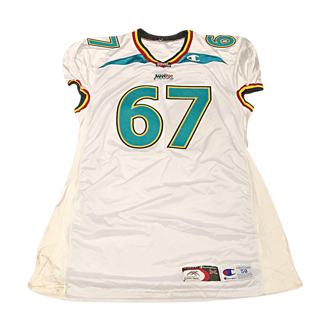 Memphis Maniax 2001 #67 Team Issued Away Jersey Size 58 +2 Linemen Cut